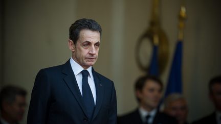 Nicolas Sarkozy, le jeudi 26 janvier 2011 sur le perron de l'Elys&eacute;e, &agrave; Paris.&nbsp; (OCHLIK MORIN / MAX PPP)