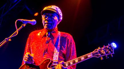 Le guitariste et chanteur Chuck Berry, le 24 février 2013 à Moscou (Russie). (RIA NOVOSTI / AFP)