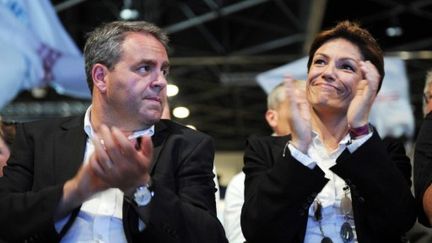 Xavier Bertrand et Chantal Jouanno à Marseille, le 3 août 2011, pour le Campus UMP. (ANNE-CHRISTINE POUJOULAT / AFP)