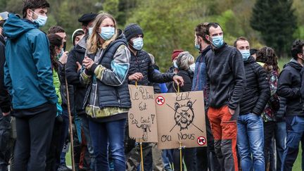 Lors d'une&nbsp;manifestation&nbsp;anti-ours organisée par l'association pour la sauvegarde du pastoralisme des Pyrénées, le 29 avril 2021. Photo d'illustration. (D.LE DEODIC/SUD OUEST / MAXPPP)