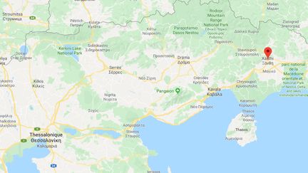 La ville de Xanthi près de laquelle a été retrouvé le camion, dans le nord de la Grèce (GOOGLE MAPS / FRANCETV INFO)