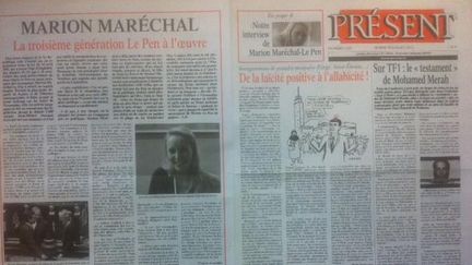 Entretien de Marion Maréchal-Le Pen dans "Présent" du 10 juillet (DR)