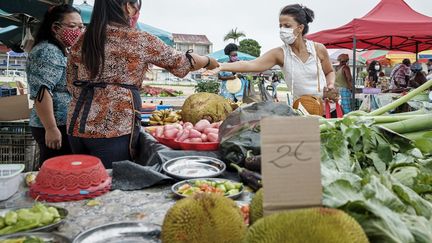 Le marché de Saint-Laurent du Maroni, en Guyane, le 13 juin 2020.&nbsp;&nbsp; (JODY AMIET / AFP)