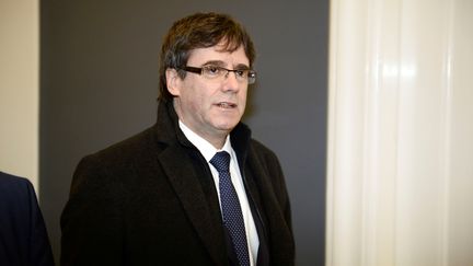 L'indépendantiste catalan&nbsp;Carles Puigdemont, à Copenhague (Danemark), le 23 janvier 2018.&nbsp; (SCANPIX DENMARK / REUTERS)