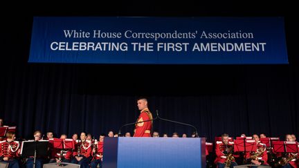 Lors du dîner&nbsp;des correspondants à la Maison Blanche, à Washington (Etats-Unis), le 28 avril 2018. (CHERISS MAY / NURPHOTO / AFP)