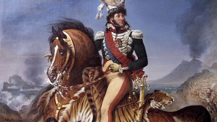 "Portrait équestre de Joachim Murat (1767-1815), roi de Naples" à Naples avec vue sur le Vésuve, peinture d'Antoine Gros, musée du Louvre. (PHOTO JOSSE / AFP)