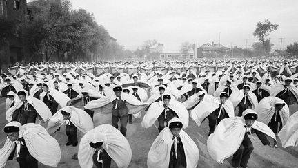 Préparation pour le défilé du 1er octobre célébrant l'avènement de la République populaire de Chine proclamée par Mao Zedong le 1er octobre 1949. (Gökşin Sipahioğlu/SIPA)