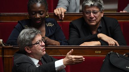 Danièle Obono, Eric Coquerel et Jean-Luc Mélenchon en 2019. (ERIC FEFERBERG / AFP)