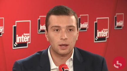 L'eurodéputé et vice-président du Rassemblement national, Jordan Bardella, sur France Inter mercredi 11 septembre 2019. (RADIO FRANCE / FRANCEINFO)