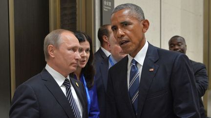 Le président russe Vladimir Poutine et son homologue américain au sommet du G20 à Hangzhou, en Chine, le 5 septembre 2016.&nbsp; (SPUTNIK PHOTO AGENCY / REUTERS)