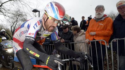 Luca Paolini en plein effort lors de Gand-Wevelgem 2015 (ERIC LALMAND / BELGA)