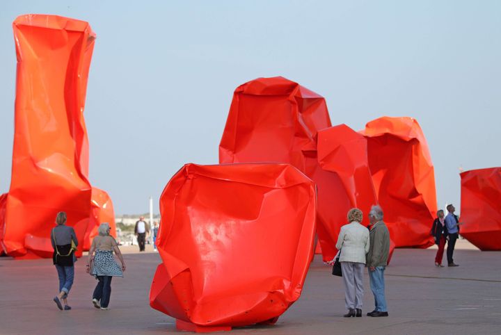 "Rock Strangers" est l'une des sculptures monumentales de Arne Quinze exposée à Ostende (Belgique) 
 (Yves Logghe/AP/SIPA)