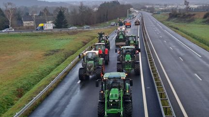 Une manifestation d'agriculteurs près de Rennes, le 24 janvier 2024. (KEVIN STORME / MAXPPP)