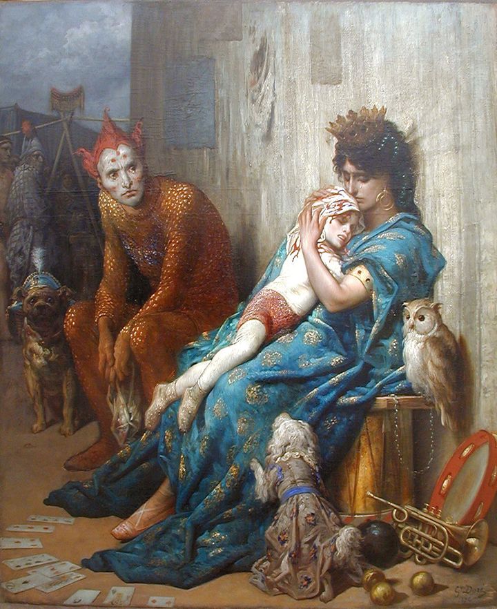 Les Saltimbanques dit aussi L’Enfant blessé, 1874 Huile sur toile, 224 x 184 cm 
 (Ville de Clermont-Ferrand - musée d&#039;art Roger-Quilliot )