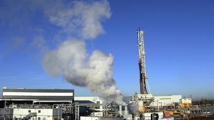 La centrale géothermique à l'emplacement de la raffinerie de Reichstett, le 18 novembre 2020. (FREDERICK FLORIN / AFP)