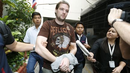  (Le fondateur du site "The Pirate Bay", Hans Fredrik Lennart Neij, au lendemain de son arrestation en Thaïlande, le 5 novembre dernier © Maxppp)