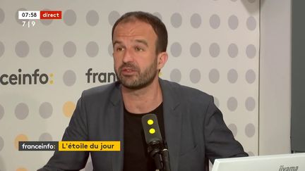 Manuel Bompard, sur franceinfo, le 25 avril 2022. (FRANCEINFO / RADIOFRANCE)