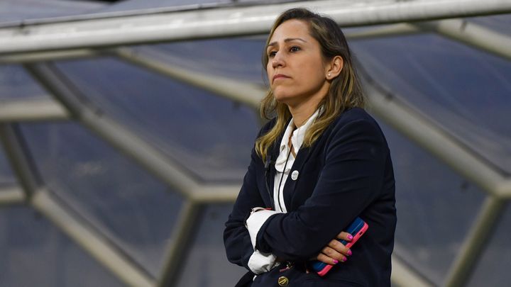 The president of Liga Mx Femenil, Mariana Gutiérrez, on July 7, 2023 during the champions match between Club América and Tigres. (© Liga Mx / Mariana Amador)