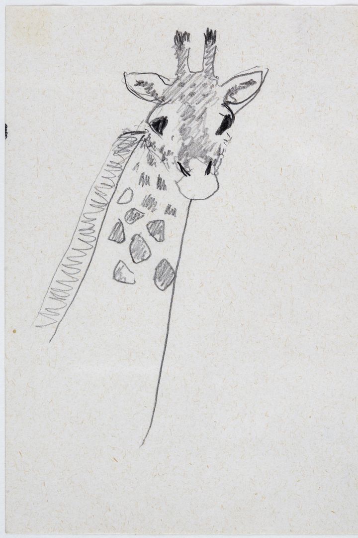 Girafe Masaï - 1988 - 10,5x14,7 cm - collection privée
 (Jean-Manuel Salingue / Musée des Beaux arts de Rennes)