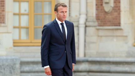 Le président de la République, Emmanuel Macron, le 12 septembre 2018 au&nbsp;château de Versailles (Yvelines).&nbsp; (MUSTAFA YALCIN / ANADOLU AGENCY / AFP)