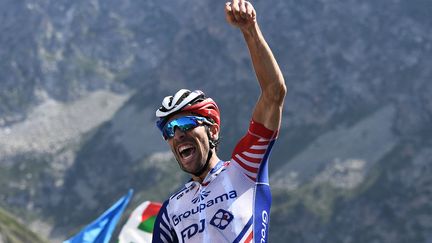 Le Français Thibaut Pinot exulte après sa victoire sur le Tourmalet, le 20 juillet 2019.&nbsp; (ANNE-CHRISTINE POUJOULAT / AFP)