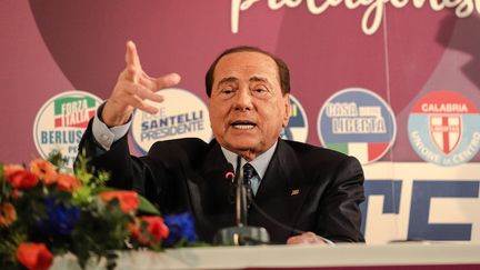 Silvio Berlusconi, le 23 janvier 2020, le 26 janvier 2020 à Lamezia Terme, en Calabre. (ANDREA PIRRI / NURPHOTO / AFP)