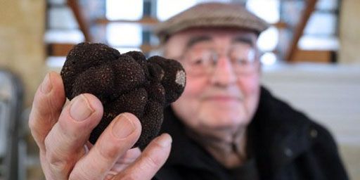 Un acheteur de truffes à Saint-Alvère, près de Bergerac (Dordogne), le 3 décembre 2012. (AFP - NICOLAS TUCAT)