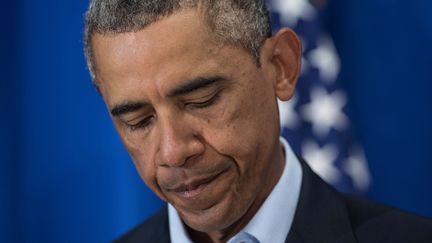 Le pr&eacute;sident am&eacute;ricain Barack Obama lors d'une d&eacute;claration depuis Edgartown, dans le Massachusetts, le 20 ao&ucirc;t 2014. (NICHOLAS KAMM / AFP)