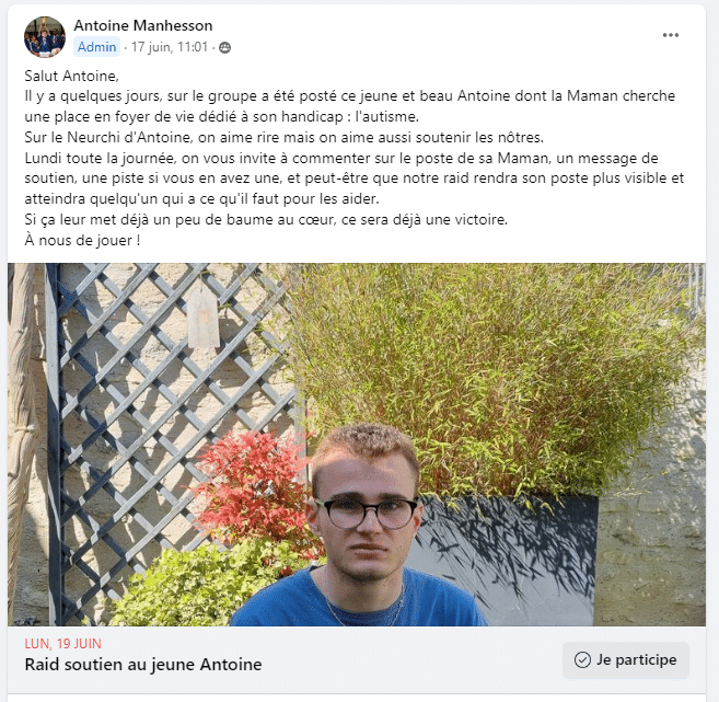 A raid to give visibility to the Facebook post of a mother looking for a place for her son, who has autism, in a specialized center.  (ANTOINE NEURCHI)