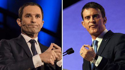 Les deux finalistes de la primaire de la gauche pour la présidentielle de 2017, Benoît Hamon et Manuel Valls.&nbsp; (AFP)