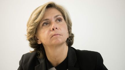 Valérie Pécresse,&nbsp;présidente du Conseil régional d'Ile-de-France, le 15 novembre 2016, lors d'une conférence de presse au STIF (syndicat des transports d'Ile de France). (CHRISTOPHE MORIN / MAXPPP)