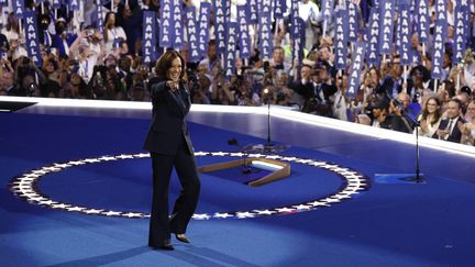 US Democratic presidential candidate Kamala Harris during her inauguration at the Democratic convention in Chicago, Illinois (United States), on August 22, 2024. (KAMIL KRZACZYNSKI / AFP)