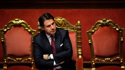 Le Premier ministre italien Giuseppe Conte, après un discours au Sénat, le 20 août 2019 , à Rome. (ANDREAS SOLARO / AFP)