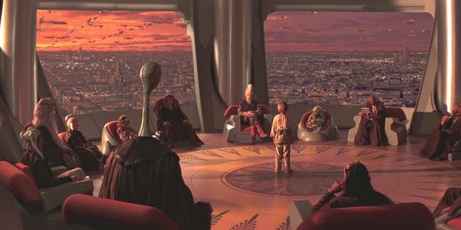 Le Conseil des Jedi dans "Star Wars Episode 1 : La Menace fantôme" de George Lucas. (TWENTIETH CENTURY FOX FRANCE)