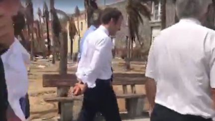 Emmanuel Macron, à Saint-Barthélemy, mercredi 13 septembre 2017.&nbsp; (FACEBOOK)