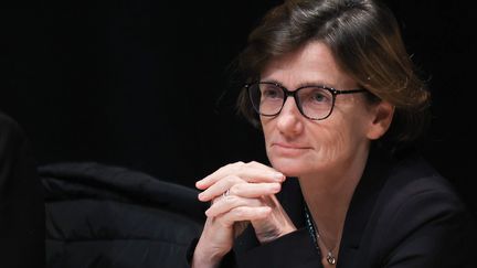 Agnès Firmin-Le Bodo à l'occasion d'une conférence-débat sur la fin de vie en février 2023 en Lorraine (FR?D?RIC LECOCQ / MAXPPP)