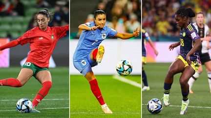 La Marocaine Anissa Lahmari, la Française Sakina Karchaoui et la Colombienne Linda Caicedo lors de la Coupe du monde 2023. (AFP)