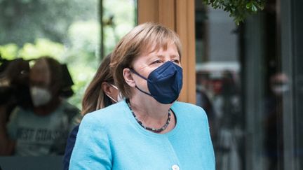 La chancelière allemande Angela Merkel, le 22 juillet 2021 à Berlin. (STEFANIE LOOS / AFP)