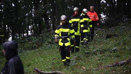 Pompiers et gendarmes ont &eacute;t&eacute; mobilis&eacute;s sur les lieux du crash. (LIONEL VADAM / MAXPPP)