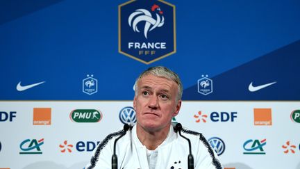 Didier Deschamps en conférence de presse de veille de match (FRANCK FIFE / AFP)