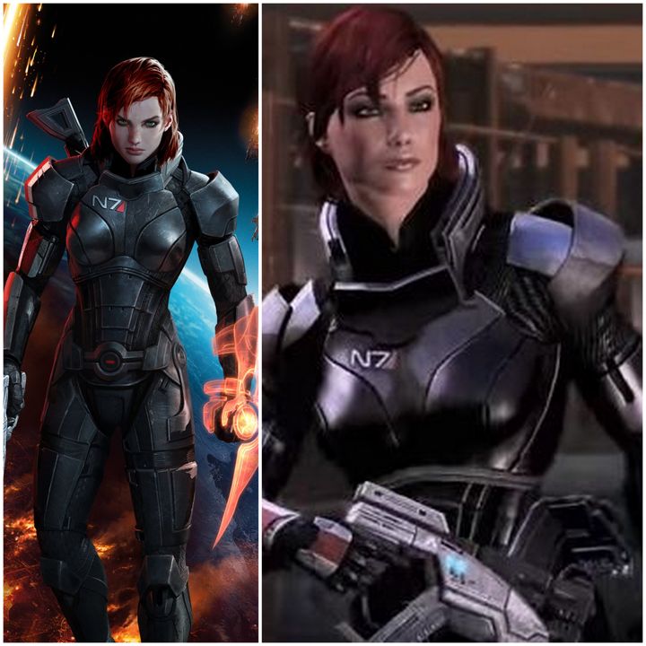 Le commandant Shepard au féminin, dans "Mass Effect 3" (à gauche) et "Mass Effect 2" (à droite). (YOUTUBE / WIKIMEDIA COMMONS)