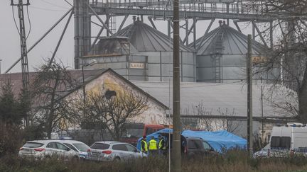 Les enquéteurs sont sur les lieux où a explosé un missile qui a fait deux morts à&nbsp;Przewodow (Pologne), le 16 novembre 2022. (WOJTEK RADWANSKI / AFP)