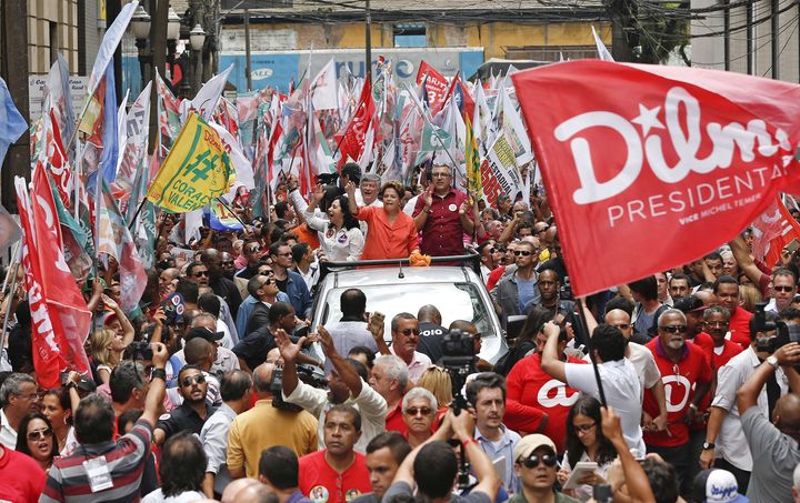 La pr&eacute;sidente Dilma Rousseff &agrave; Santos, au Br&eacute;sil, vendredi 30 septembre. (ANDRE PENNER / AP / SIPA)