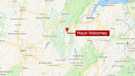 Un grand abattoir a été partiellement détruit dans la nuit de jeudi 27 à vendredi 28 septembre sur la commune du Haut-Valromey, dans le département de l'Ain (RADIO FRANCE / FRANCEINFO / GOOGLE MAP)