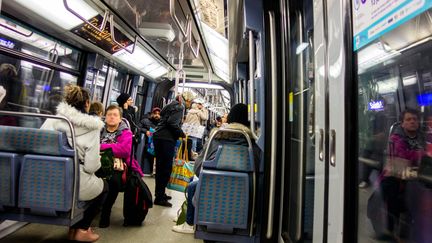 Une rame de la ligne 14 du métro parisien, le 20 janvier 2020, lors d'un mouvement de grève à la RATP. (BRUNO LEVESQUE / MAXPPP)