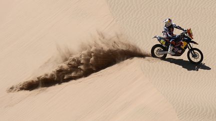 Cyril Despres, sur sa KTM dans la 12e &eacute;tape du Dakar 2013, en Argentine, le 17 janvier 2013. (FRANCK FIFE / AFP)