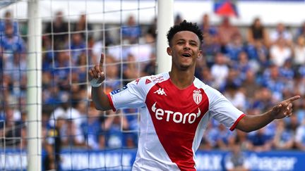 Sofiane Diop a marqué le second but monégasque contre Strasbourg (2-1), le 6 août 2022, lors de la première journée de Ligue 1. (SEBASTIEN BOZON / AFP)