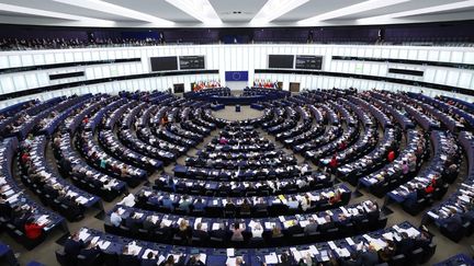 Les eurodéputés siègent au Parlement européen, à Strasbourg (Bas-Rhin), le 22 novembre 2023. (FREDERICK FLORIN / AFP)