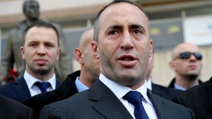 L'ancien Premier ministre kosovar&nbsp;Ramush Haradinaj, le 30 novembre 2012 à Pristina (Kosovo). (ARMEND NIMANI / AFP)