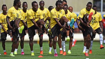 Les joueurs du Ghana &agrave; l'entra&icirc;nement, le 23 juin 2014 &agrave; Maceio (Br&eacute;sil).&nbsp; (CARL DE SOUZA / AFP)